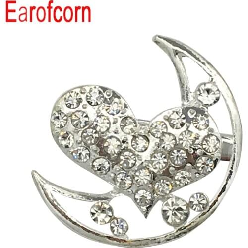 Earofcorn Moon Heart Shape Rhinestone Brooches Male Female Simple Design Coat Suit Brooches Bijouterie Jewelry Fashion