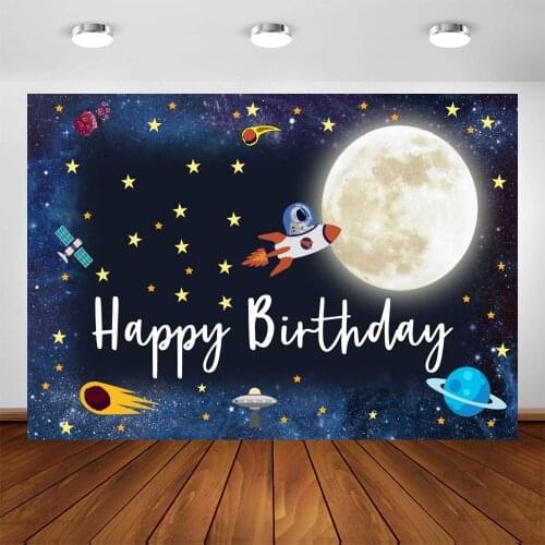 Backdrops Spaceship Astronaut Universe Moon Birthday Party Baby Shower Photo Studio Photography Shooting Custom Background Prop