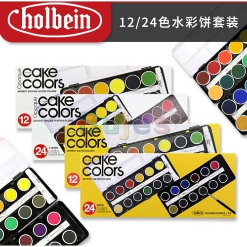 Holbein Artists Watercolor,Round Solid Paint,Transparent/opaque, 12 /24 Color Watercolor Cake Set,Artist Quality, Art Supplies