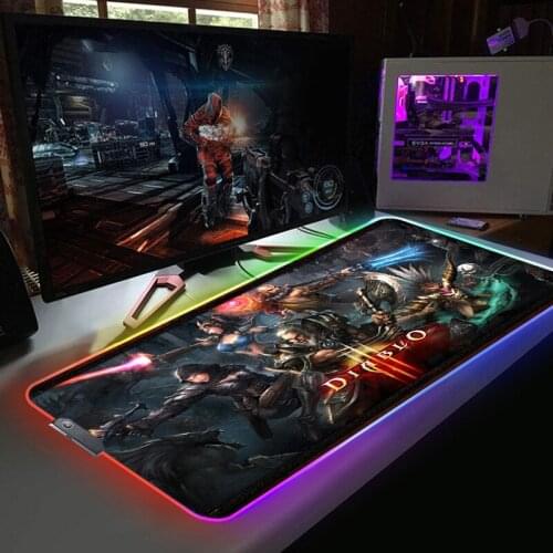 Gaming Mouse Pad Computer Mat Diablo Mausepad RGB Mousepad Anime Mousemat Xxl Gaming Accessories PC Gamer Cabinet Backlit Mat