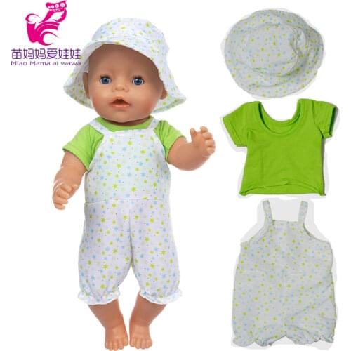 40cm baby doll clothes hat set 17 inch Nenuco Ropa y su Hermanita 18 inch girl doll shirt overall pants sunhat