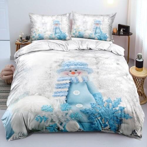 3D Bed Linen Duvet Cover Sets Comforter Cases and Pillow Covers 210*210 200*200 245*210cm Design Lovely Snowman Bedding Sets