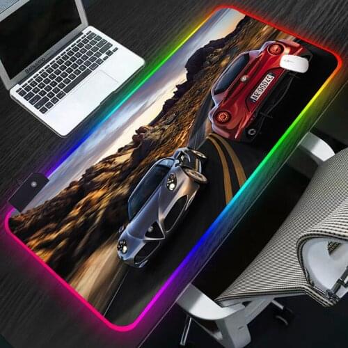 Alfa Romeo logo RGB Mouse Pad Gamer Computer Large 900x400 XXL For Desk mat Keyboard E-sports gaming accessories mousepad 30x60