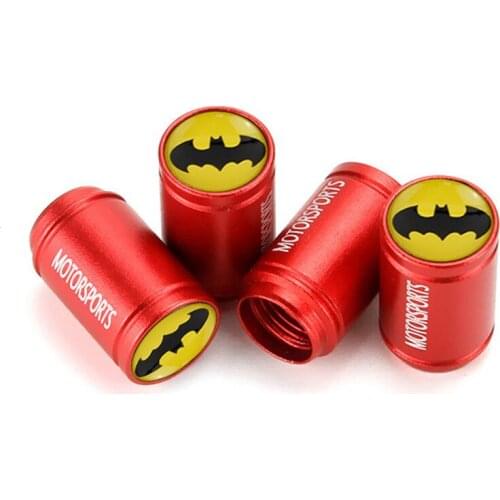 Red Valve Caps Car Parts Wheel Tires Rim Stem Cap Bat Badge Moto Protector Tyre Leakproof Dustproof Cover For Abarth Accessories