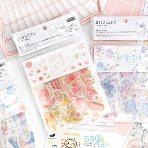 MINKYS Cute 45pcs/Pack Fruit Cat Dog Scrapbooking Stickers Decorative Sticker Kids Gift Kawaii School Office Stationery