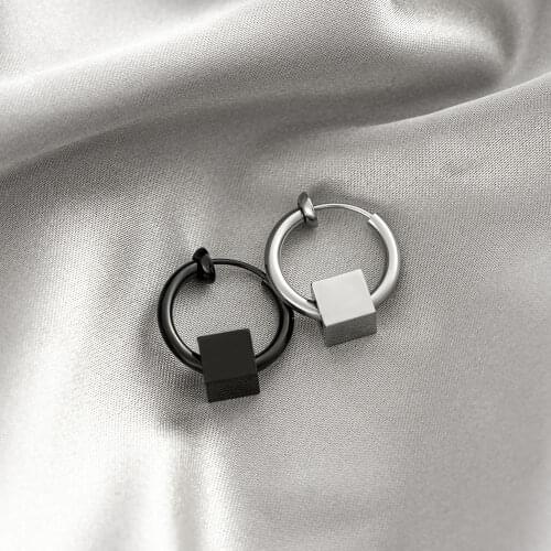 Fashion Men Punk Earrings Hip Hoop Pendant Stainless Steel Nose Ring Stud Earring Unisex Goth Trend Rock Hipster Ear Clip Gift