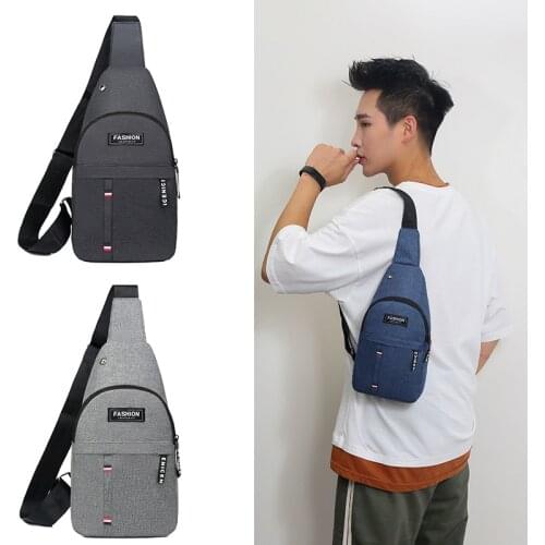 Chest bag mens messenger bag canvas shoulder bag mens Korean tide diagonal chest bag leisure small backpack
