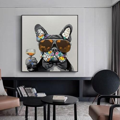 Wall Art Graffiti Modern Dog with Sunglasses Canvas Painting Posters and Prints Wall Art Cuadros for Living Room Home Decor