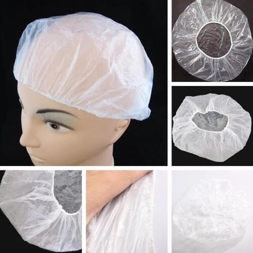 50pcs/lot Disposable Hat Hotel One-Off Elastic Shower Bathing Cap Clear Hair Salon Bathroom Products