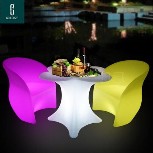 Cherry Blossom Flower shaped LED Rechargeable Luminous cocktail table waterproof glowing led bar table kTV disco club bar supply