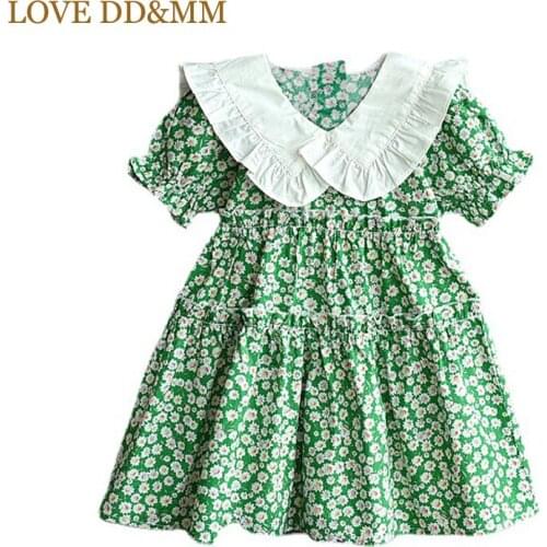 LOVE DD&MM Girls Print Dresses 2021 Summer New Kids Fashion Flower Color Patchwork Dress For Baby Clothing Sweet Costume