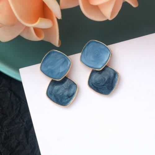 Simple Elegant Cool Blue Earrings For Women Cute Fashion Pendant Drop Ears Girl Student Gift Female Accessories