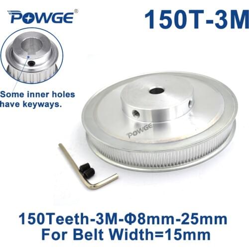 POWGE 150 Teeth HTD 3M Synchronous Pulley Bore 8/10/12/14/15/17/19/20mm for Width 15mm 3M Timing belt HTD3M pulley 150T 150Teeth