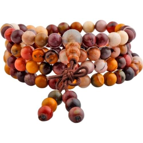 SUNYIK Mookaite Stone 6mm Buddhist Buddha Meditation 108 Prayer Bead Mala Bracelet/Necklace