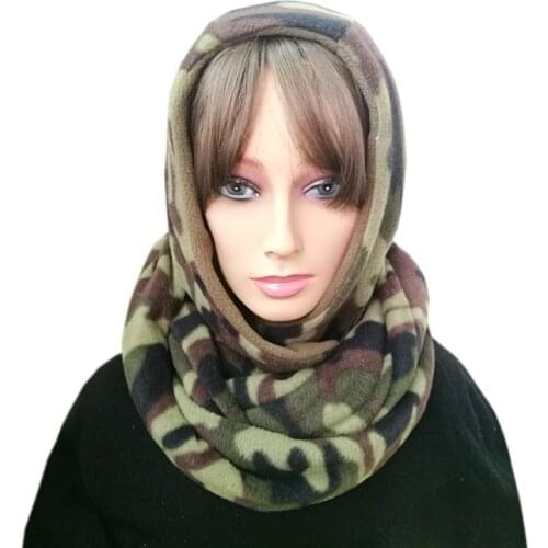 Outdoor Camouflage Leopard Cap Scarf Suits women men Winter Thick Warm Windproof Casual Sports Army Camping Hat Neckerchief Sets