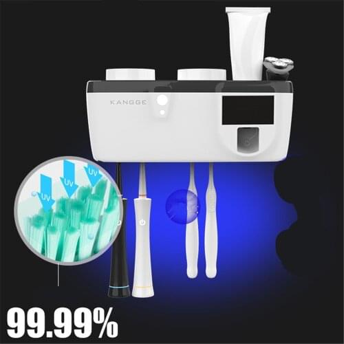 Smart Induction Toothbrush Sterilizer UV Toothbrush Holder Electric Toothpaste Squeezer USB Toothbrush Storage Rack Wall-Mounted