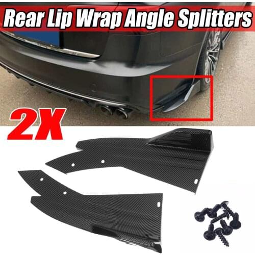 Universal Carbon Fiber Look 2xCar Rear Bumper Splitter Lip Diffuser Side Wrap Angle For BMW E80 E81 E82 E88 E90 E91 E92 G20 G28