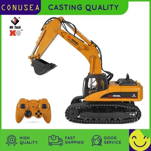 Wltoys 16800 1/16 2.4G Rc Excavator Truck 23 Ch Caterpillar Construction All Metal Truck Autos with Led Light Smoke Toys for Boy