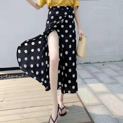 Spring Floral Dot Print Summer Womens Clothes Fashion Daisy Skirts For Women High-Waisted Skirt With Bandage Midi Jupe Femme