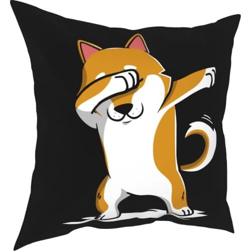 Dabbing Shiba Inu Funny Pillowcover Decoration Cushions Throw Pillow for Sofa Polyester Double-sided Printing Novelty