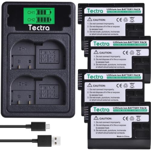 4Pcs EN-EL15 EN EL15 EL15 Battery+LCD USB Charger Type C Port for Nikon D600 D610 D800 D800E D810 D7000 D7100 D7200