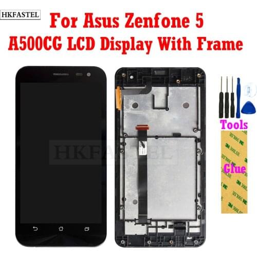 HKFASTEL LCD Screen For ASUS Zenfone 5 A500CG A500KL A501CG T00J Display Touch Screen With Frame cover Panel Digitizer Assembly