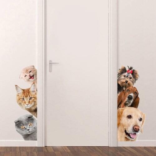 ZOOYOO Dogs Cats 3D Wall Sticker home Door Window Wardrobe Decorations for Kids Room Home Decor Cartoon Animal Art Vinyl Decal