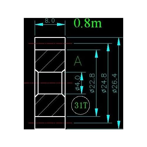 0.8m 31T/Hole 4mm 5mm 6mm 8mm/width 8mm/For Meat Grinder Parts etc