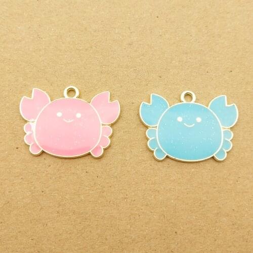 10pcs 19x26mm enamel crab charm for jewelry making and crafting charm fashion earring pendant cute necklace bracelet charm