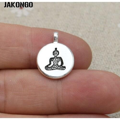 10pcs Antique Silver Plated Yoga Buddha Charm Pendants for Bracelet Jewelry Accessories Making Earrings DIY Handmade 14x10mm