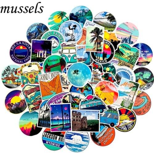 100Pcs Trend Travel Sticker Forskateboard Guitar Motorcycle Decoration Home Computer Luggage Suitcase