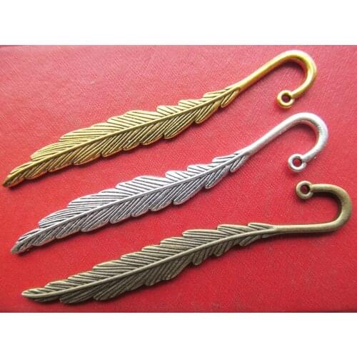 20pcs 13mmx80mm Antique Silver tone/Antique Bronze Feather Hair Kanzashi/Bookmark Pendant Charm/Finding,DIY Accessory Jewelry