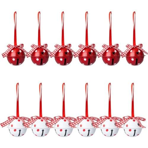 24 Pcs Christmas Tree Decorative Craft Ornament Pendant Ball Bell with Bow Tie Home Decoration Accessories