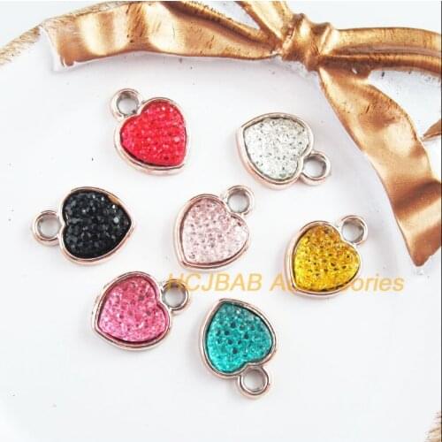 28Pcs KC Gold Color Retro Mixed Heart Resin Acrylic Charms Pendants 12.5x17mm