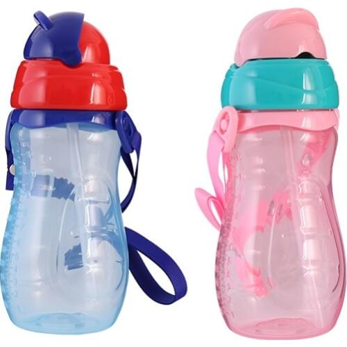 330ml Baby Feeding Bottle Drinking Transparent Water Bottle Cup with Straw PP Cup Cartoon Sling Child Kettle Baby fedd Bottle