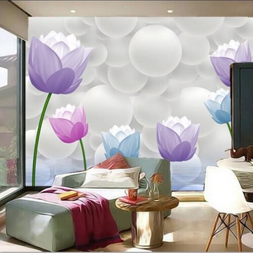 The custom 3D murals,beautiful and fresh watermark tulip murals papel de parede,living room sofa TV wall bedroom wall paper