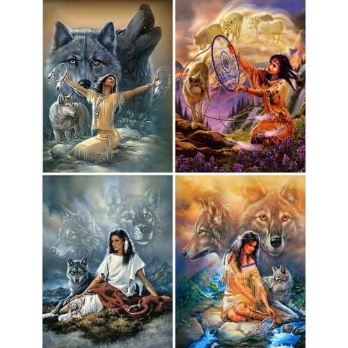 5D Square/Round Diamond Painting Beauty and the Wolf Rhinestone Embroidery Art Picture Cross Stitch Kit Mosaic Home Decoration