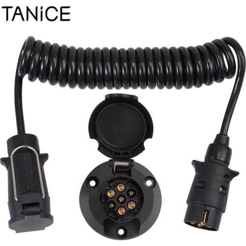 TANiCE Europe Style 7 Pin Trailer Plug with Spring Wire for Power Trailers Caravans Semi-trailer Lights Cable Connector Adapter