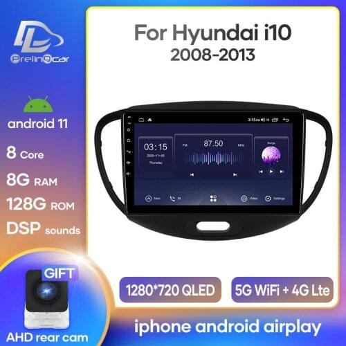 Prelingcar Android 10.0 DSP For HYUNDAI I10 2007 08 09 10 11 12 13 Car Radio Multimedia Video Player GPS Navigation NO 2 din DVD