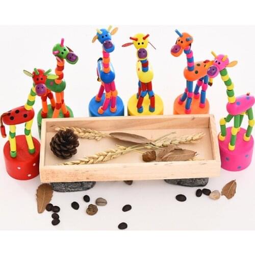 Wooden Childrens gift educational toys can swing dancing cartoon animals giraffe educational toys