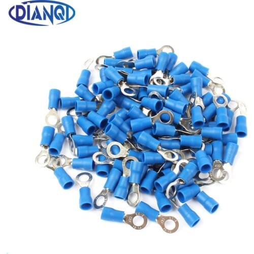 DIANQI RV2-5 Blue Ring Insulated Wire Connector Electrical Crimp Terminal Cable Connector Wire Connector 100PCS/Pack