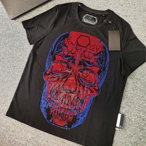 Pp T-shirt Men Round Neck Short-Sleeved Men Shirt Hip-Hop Rock Skull T-shirt Plein 3D Printed Fashion Brand Short Sleeves