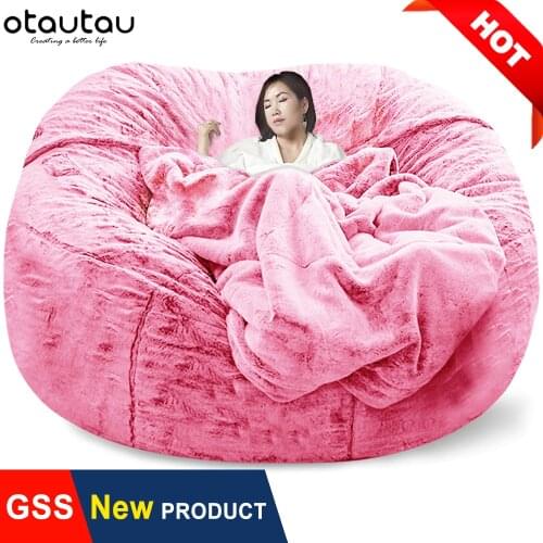 OTAUTAU 180cm Giant Bean Bag Sofa Bed Cover Big XXL Beanbag Chair Puff Ottoman Recliner Seat Pouf Couch Futon Relax Furniture