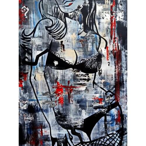 Handmade painting beautiful girl on oil canvas for home decor and wallpaper, gallery