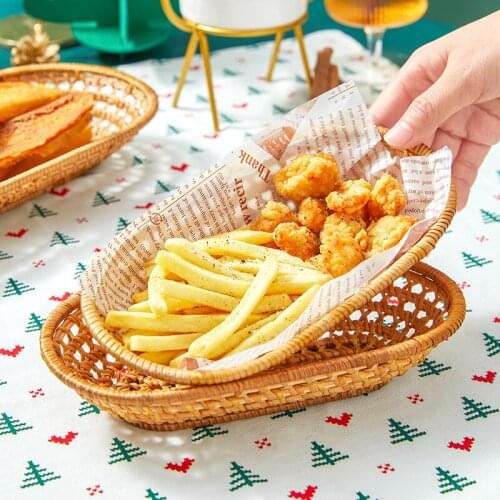 Bread Basket Woven Tabletop Food Fruit Vegetables Serving Restaurant Serving Basket
