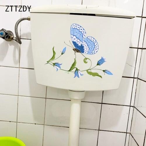 ZTTZDY 25.9CM×20.2CM Creative Cartoon Wall Stickers Hyacinth Flower Branch Butterfly WC Toilet Decoration T2-0945