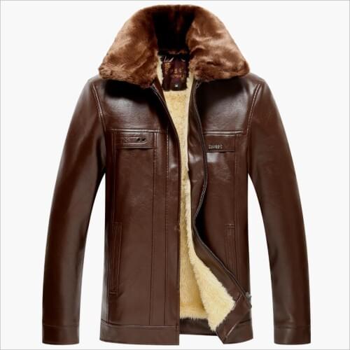 M-4xl 2020 Winter New Middle-aged Men Washed Leather Pu Leather Jacket Winter Thicken Fur Coat Wholesale Mens Leather Clothing