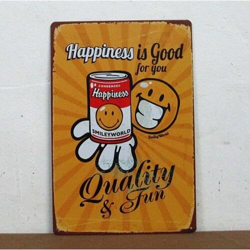 50pcs/lot Metal Sign shabby chic Happiness is good for you Plaque Christams Gift iron Painting Poster bedroom sets Craft Decor N