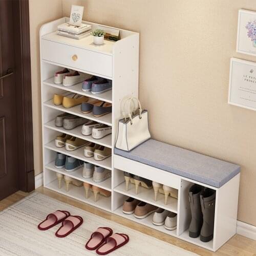 Partition storage multi-layer shoe rack high guardrail simple household economical access shoe cabinet type shoe changing stool