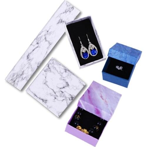 Marble Stripe Jewelry Watch Package Box Cardboard Ring Earrings Bracelets Necklaces Wrist Jewellery Gift Storage Case Cheap